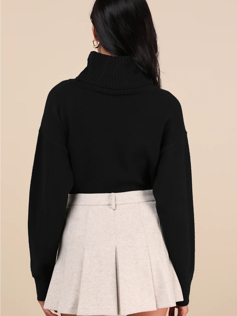 Heather Beige Pleated Mini Skirt - Picture 4 of 4